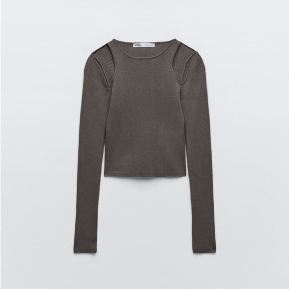Zara Women's Charcoal Long Sleeve Tee